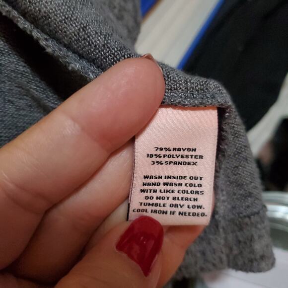 Juicy Couture Grey Open Drape Cardigan Sheer Back Panel Long Sleeve Medium - Picture 6 of 9